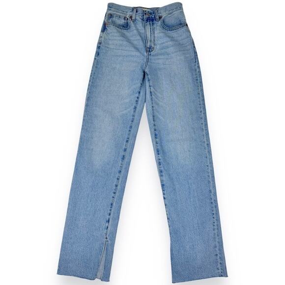 Madewell Jean Womens 24 Tall Blue Baggy Straight Leg Raw Slit Side Leg Hem - Picture 4 of 16